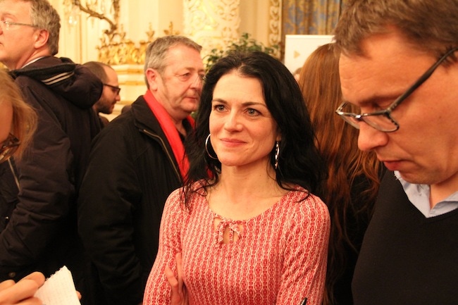 Nathalie Perrin-Gilbert, candidate Front de gauche-Gram en tête dans le 1er arrondissement de Lyon. Crédit : Pierre Maier.