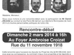 Recto et vers du tract de Daniel Deleaz, candidat à la maire de Pierre-Bénite.