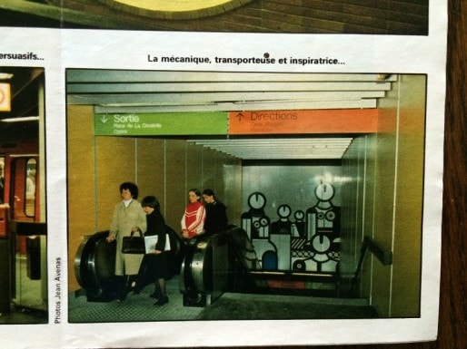 On est à la station Hôtel de Ville, en direction du métro menant à la Croix-Rousse avec, déjà en 1978, la fresque "Les Robots". Dans La Vie du Rail, mai 1978.