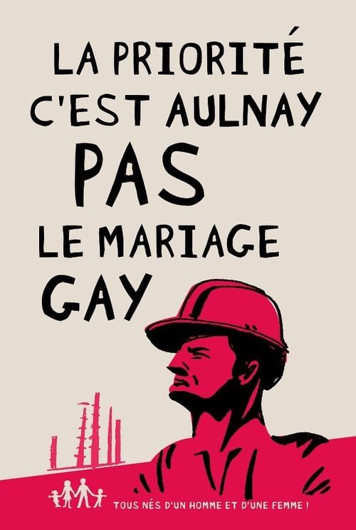 Affiche de la Manif pour tous : "La priorité c'est Aulnay, pas le mariage gay".