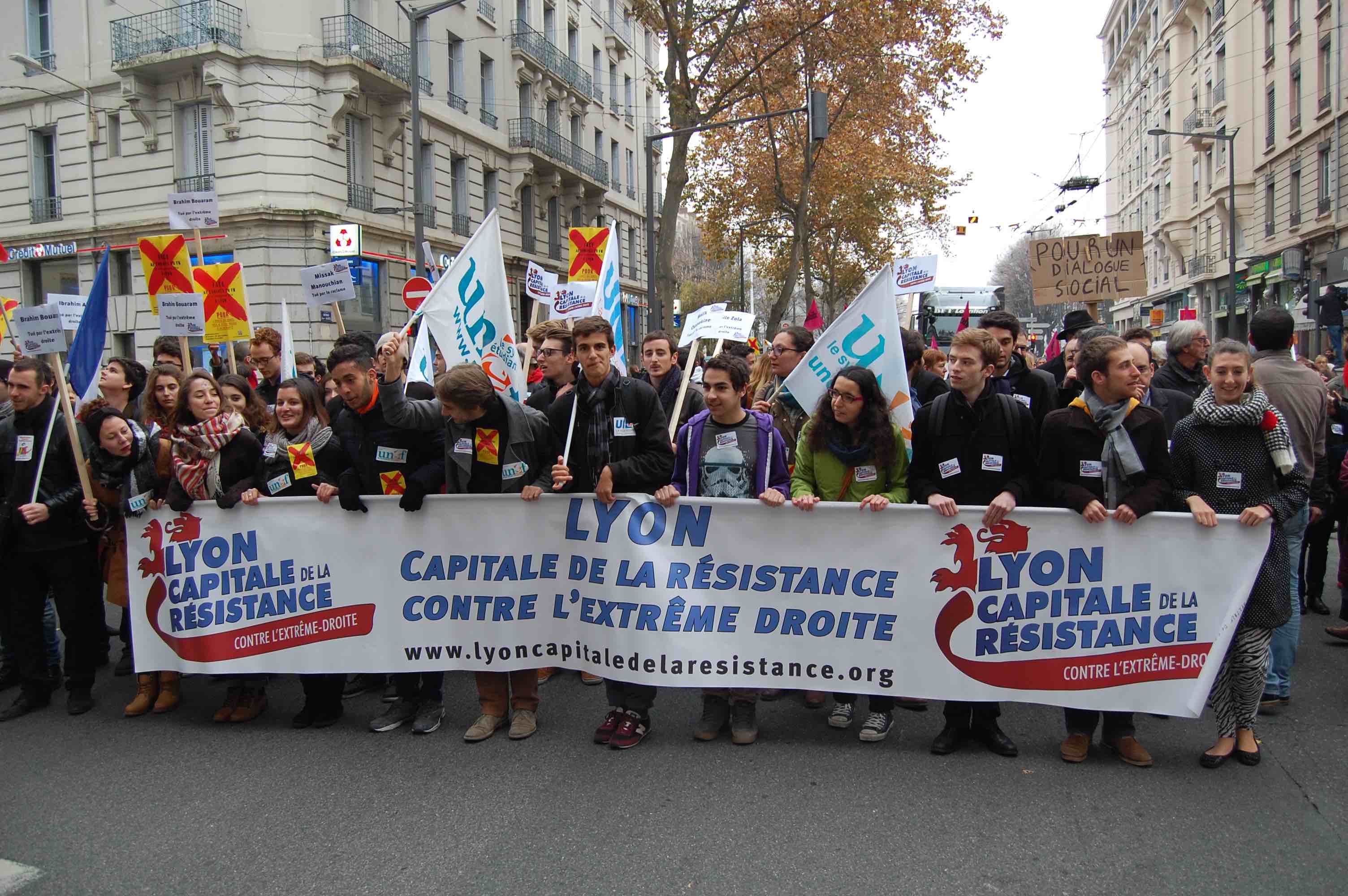 Mobilisation du syndicat étudiant de gauche UNEF © BE/rue89Lyon