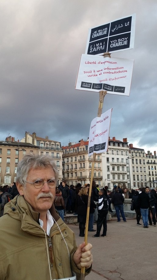Robert, retraité de 63 ans, a marché à Lyon ce dimanche 11 janvier. LB/Rue89Lyon.