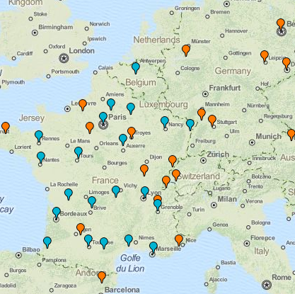 Cartographie de FAI associatifs en Europe (Source : http://db.ffdn.org/)