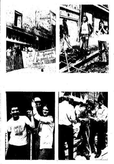 Extraites d'une brochure de 1975 du Comité Populaire sur la Montée de la Grande Côte, photos de manifestations, de destructions, d'enchaînements et d'arrestations