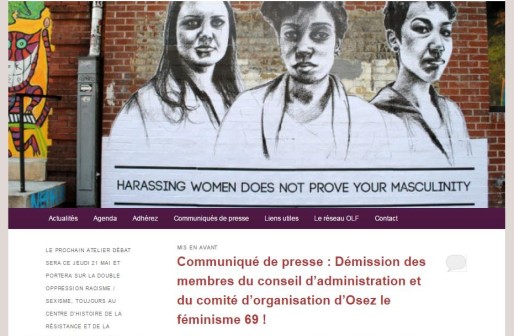 Capture d'écran du site d'Osez le féminisme 69.