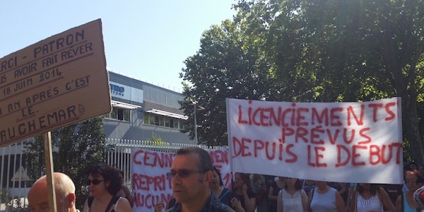 Manifestation des salariés de Cenntro Motors, le 30 juin 2015. ©LB/Rue89Lyon