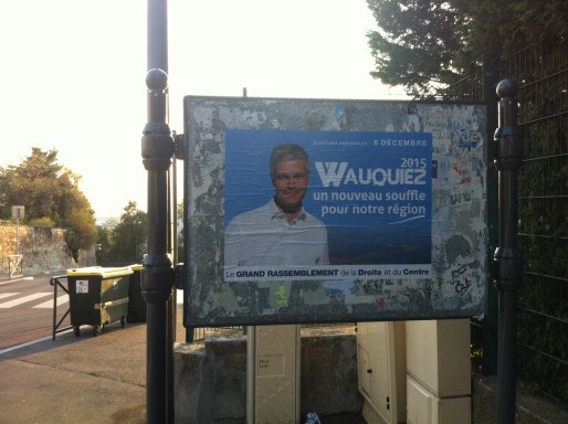 Affiche de campagne de Laurent Wauquiez, collée à Oullins. Crédits : DD/Rue89Lyon.