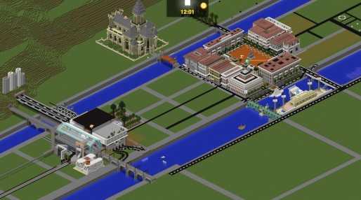 La place Bellecour et la gare de Perrache sur Minecraft. Capture d'écran