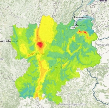 Pic de pollution aux particules fines à Lyon et dans la vallée de l'Arve. Capture d'écran Air Rhône-Alpes