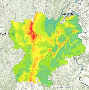 Pic de pollution aux particules fines à Lyon le 13 décembre 2015. Capture d'écran Air Rhône-Alpes