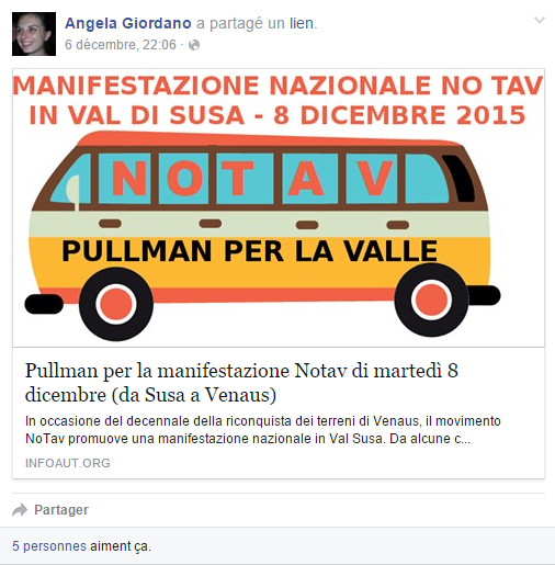 Autobus pour la manifestation No Tav de mardi 8 décembre (de Suse à Venaus)