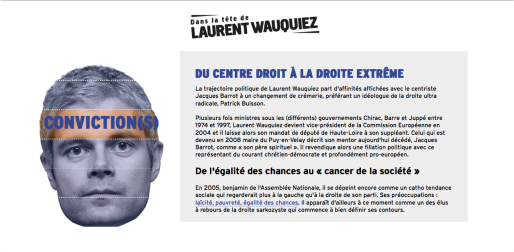 Capture d'écran de l'appli "Dans la tête de Laurent Wauquiez".