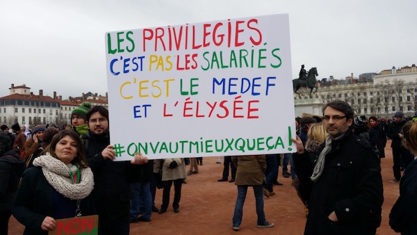 Blanche Leconte et Mark Gadi, deux des initiateurs du premier appel à manifester ce 9 mars. ©LB/Rue89Lyon