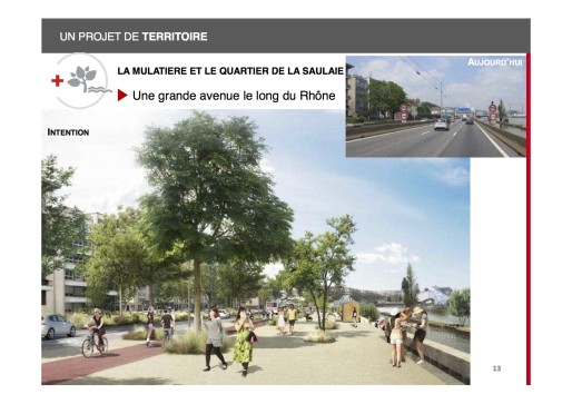 Perspective du boulevard urbain une fois la portion de l'A7 déclassée. Document Métropole de Lyon