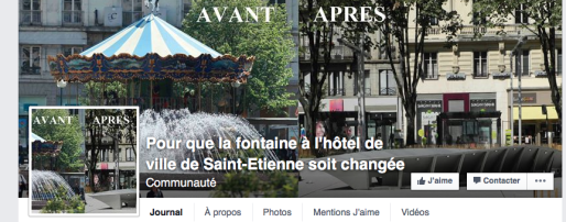 Capture d'écran du groupe Facebook "Pour que la fontaine à l'hôtel de ville de Saint-Etienne soit changée".