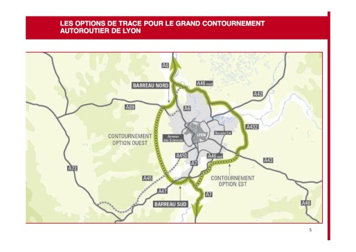 Tracés des possibles pour le grand contournement de Lyon. Document Métropole de Lyon