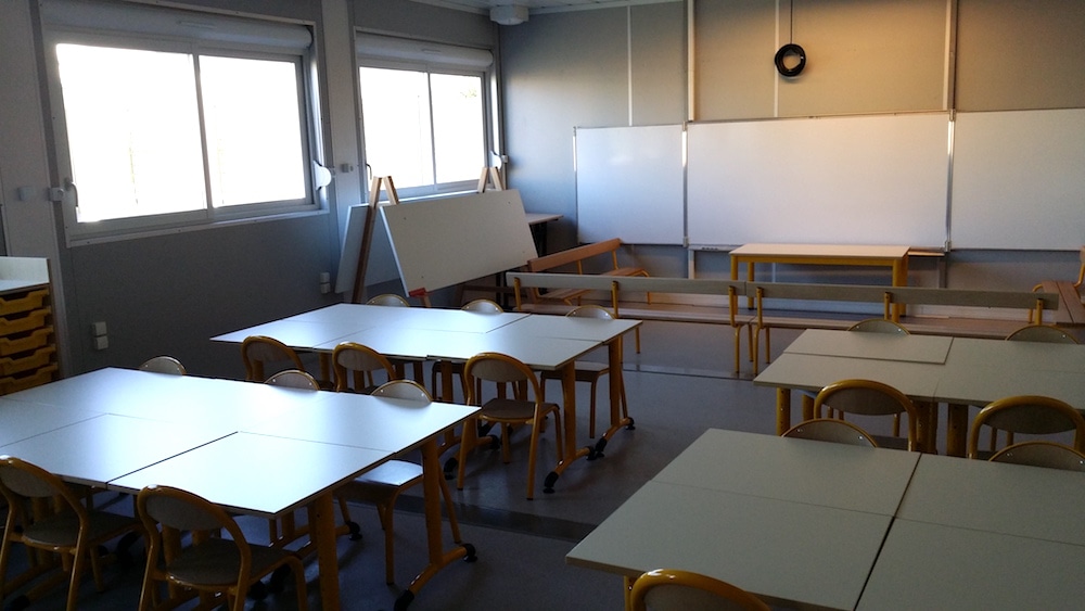 L'intérieur d'une des classes de maternelle de l'école provisoire des Girondins. ©LB/Rue89Lyon