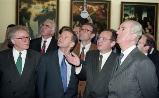 Alain Carignon et Edouard Balladur, lors de l'inauguration du musée de Grenoble en janvier 1994. Crédit : LR38