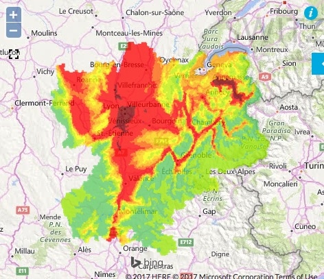 Prévision de pollution pour le samedi 21 janvier en Rhône-Alpes. Capture d'écran ATMO Auvergne-Rhône-Alpes