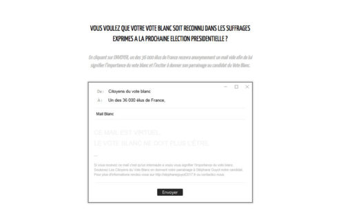 Capture d'écran site du Parti du vote blanc