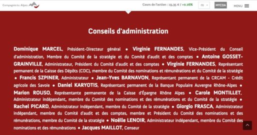 Capture d'écran du site de la Compagnie des Alpes