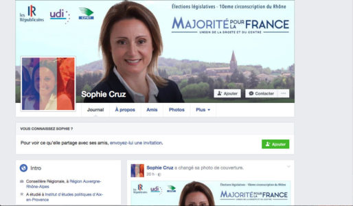 Page Facebook de Sophie Cruz, candidate LR sur la 10e circonscription
