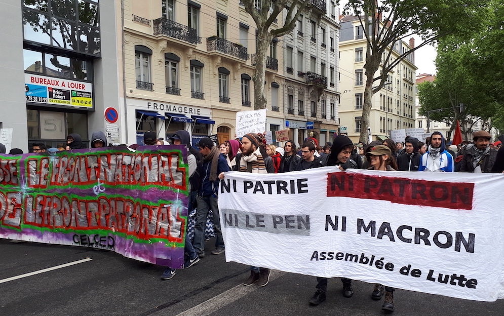 Le cortège "ni Le Pen, ni Macron" le 1er mai à Lyon. ©LB/Rue89Lyon