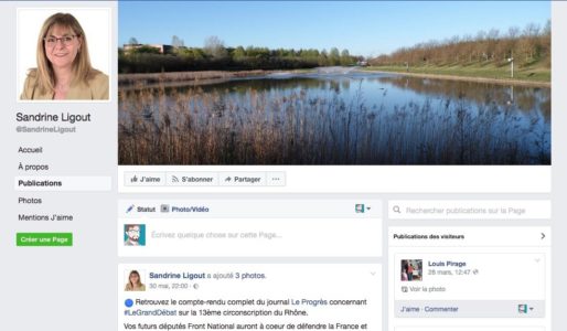 Capture d'écran page Facebook de Sandrine Ligout