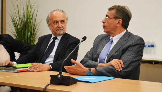 Mario Virano, président de la commission intergouvernementale pour le Lyon-Turin, et Jean-Jack Queyranne, président du conseil régional.