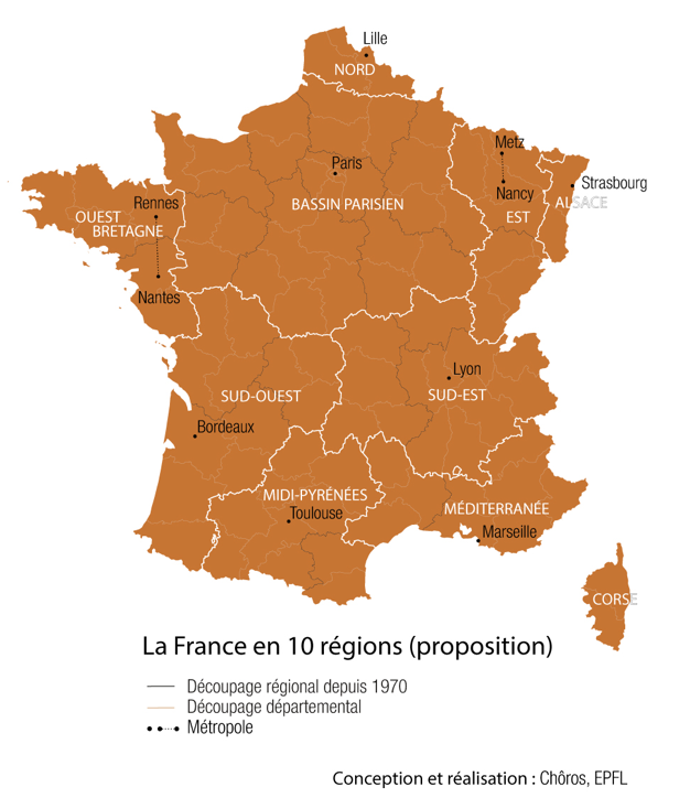 Voici ce à quoi pourrait ressembler une France de 10 régions
