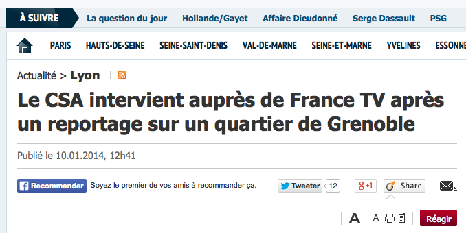 Le CSA critique France 2 pour son reportage sur le quartier de la Villeneuve à Grenoble
