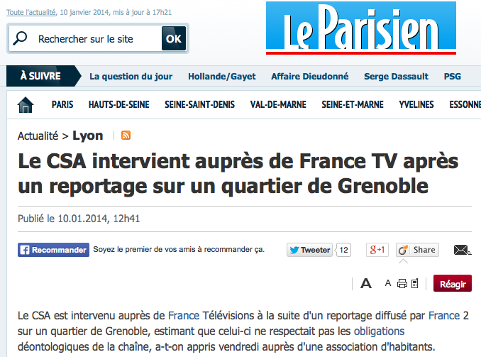 Le CSA critique France 2 pour son reportage sur le quartier de la Villeneuve à Grenoble