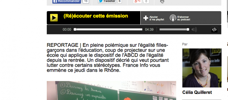Immersion sonore dans une classe de Villeurbanne où l' »ABCD de l’égalité » est mis en place