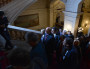 Gérard Collomb, réélu maire de Lyon pour un 3e mandat, en marche vers les questions des journalistes à la préfecture.
