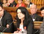 Nathalie Perrin-Gilbert s'est positionné comme une opposante de Gérard Collomb défendant des valeurs "de gauche". Ce qui a fait sourire le maire. Crédit : Pierre Maier / Rue89Lyon.