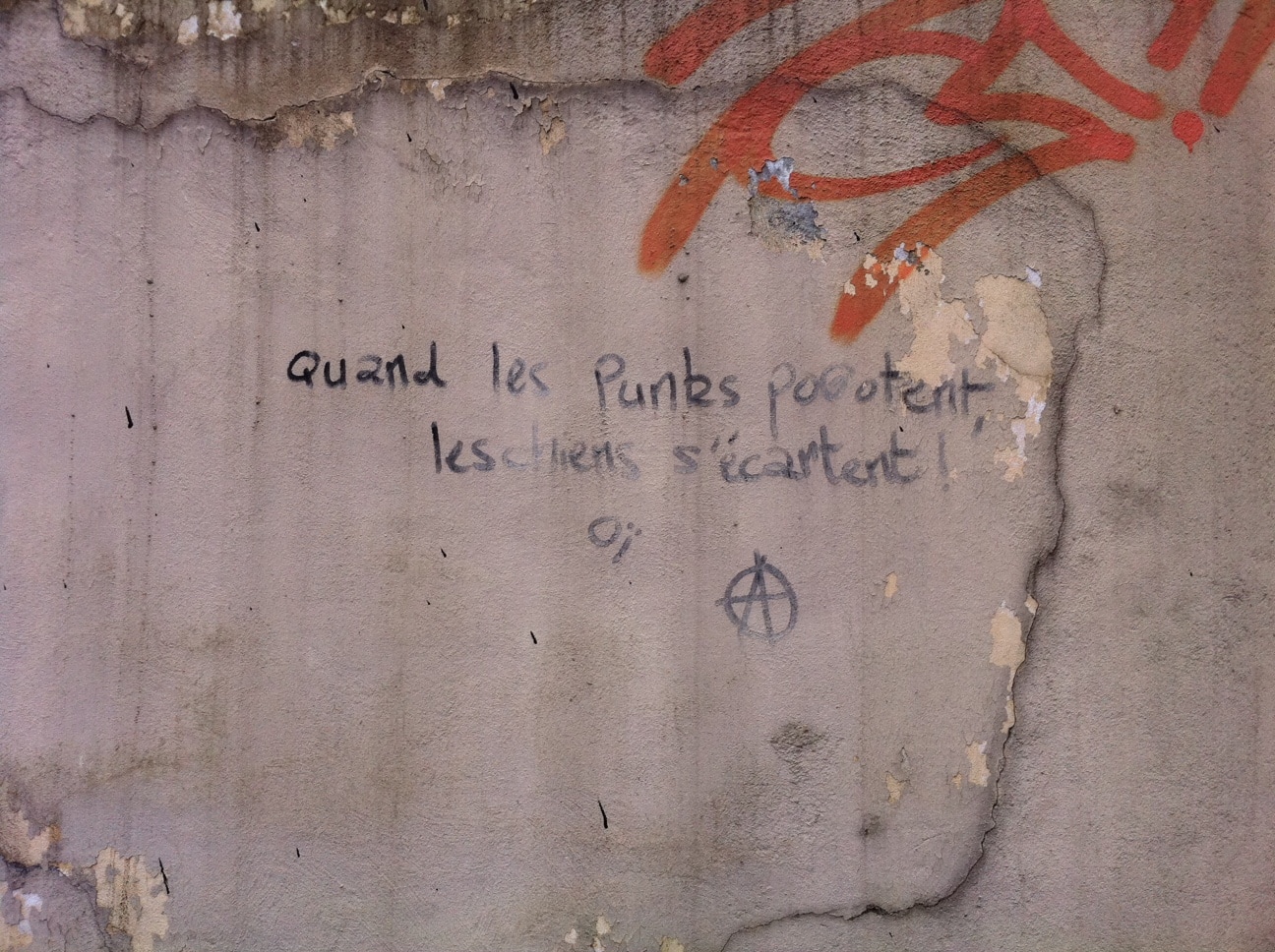 Graff à Oullins : Quand les punks pogotent les ciens s'écartent - Oï".