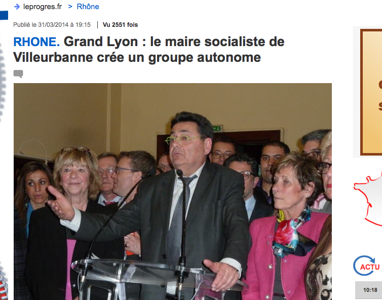 Grand Lyon : Jean-Paul Bret, maire PS de Villeurbanne, crée un groupe autonome