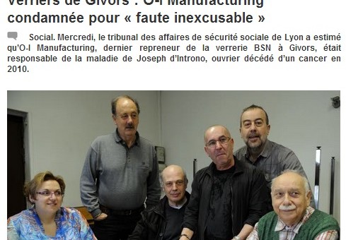 Verriers de Givors : une condamnation pour « faute inexcusable » d’O-I manufacturing
