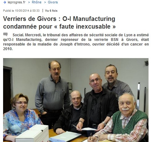 Verriers de Givors : une condamnation pour « faute inexcusable » d’O-I manufacturing
