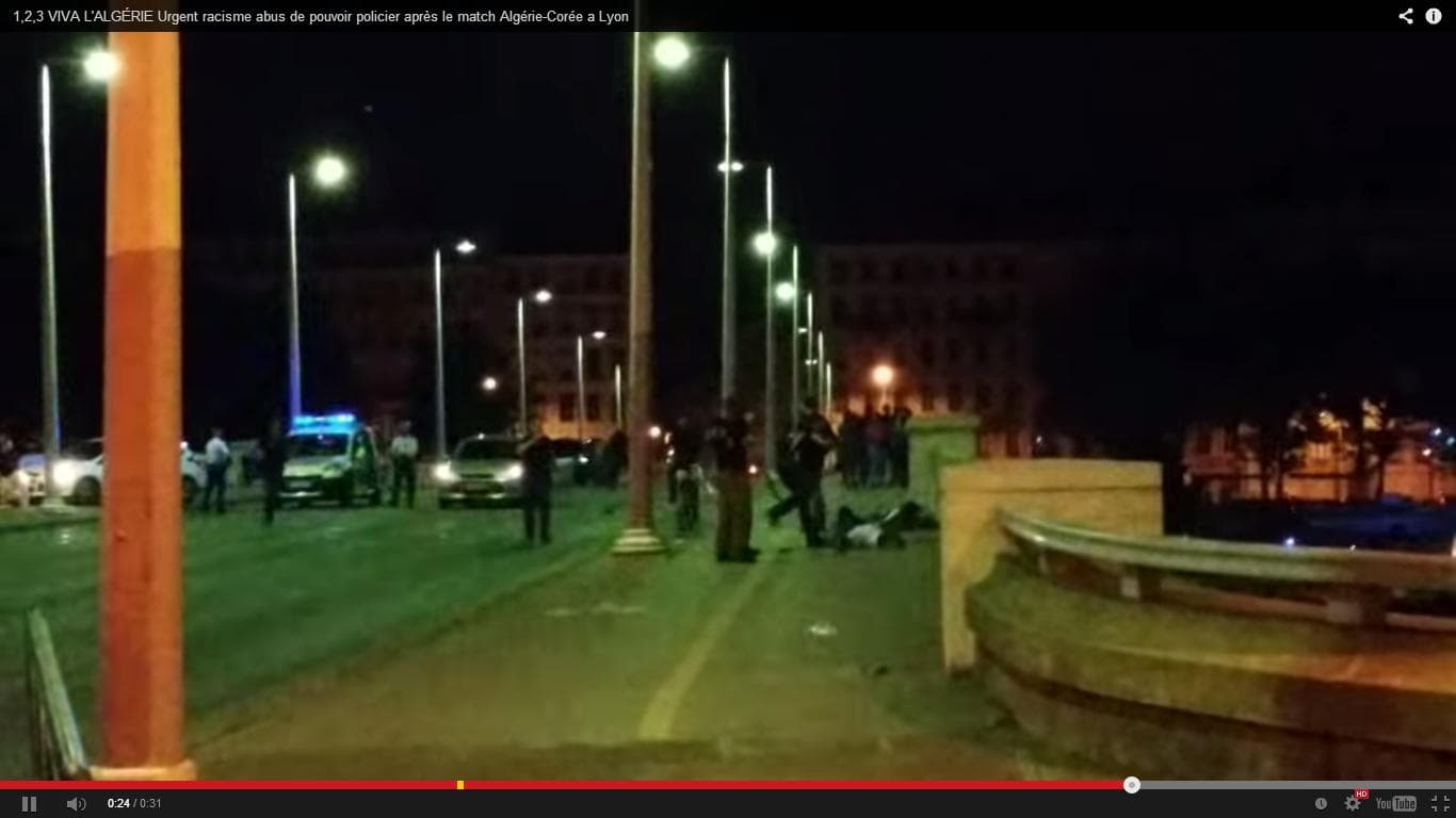 Capture de la vidéo sur la présumée bavure policière après le match Algerie-Corée à Lyon