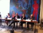 Anne Brugnera, adjointe au maire déléguée aux affaires sociales ; Gérard Collomb maire PS de Lyon, Françoise Moulin Civil, rectrice et Jean-Louis Baglan, inspecteur académique. Crédit : Rue89Lyon.