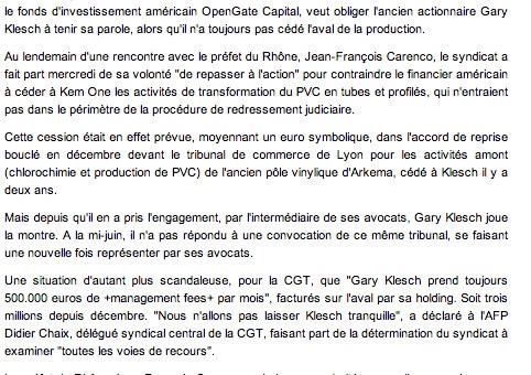 Kem One : la CGT veut obliger l’ancien actionnaire à tenir ses engagements