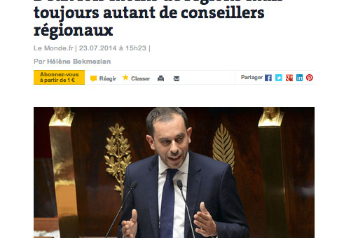 Réforme territoriale : deux fois moins de régions, toujours autant de conseillers