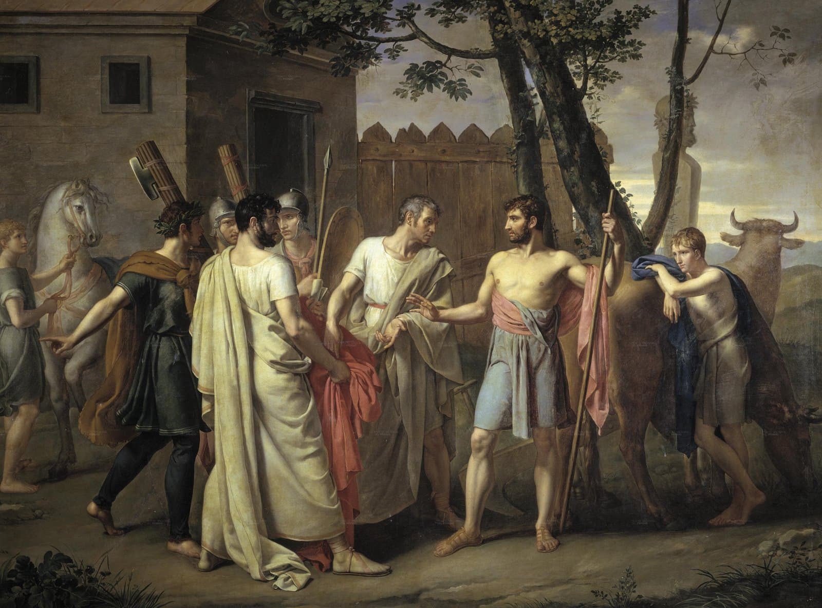 Lucius Quinctius Cincinnatus abandonne sa charrue pour dicter les lois de Rome, Juan Antonio Ribera, 1856.