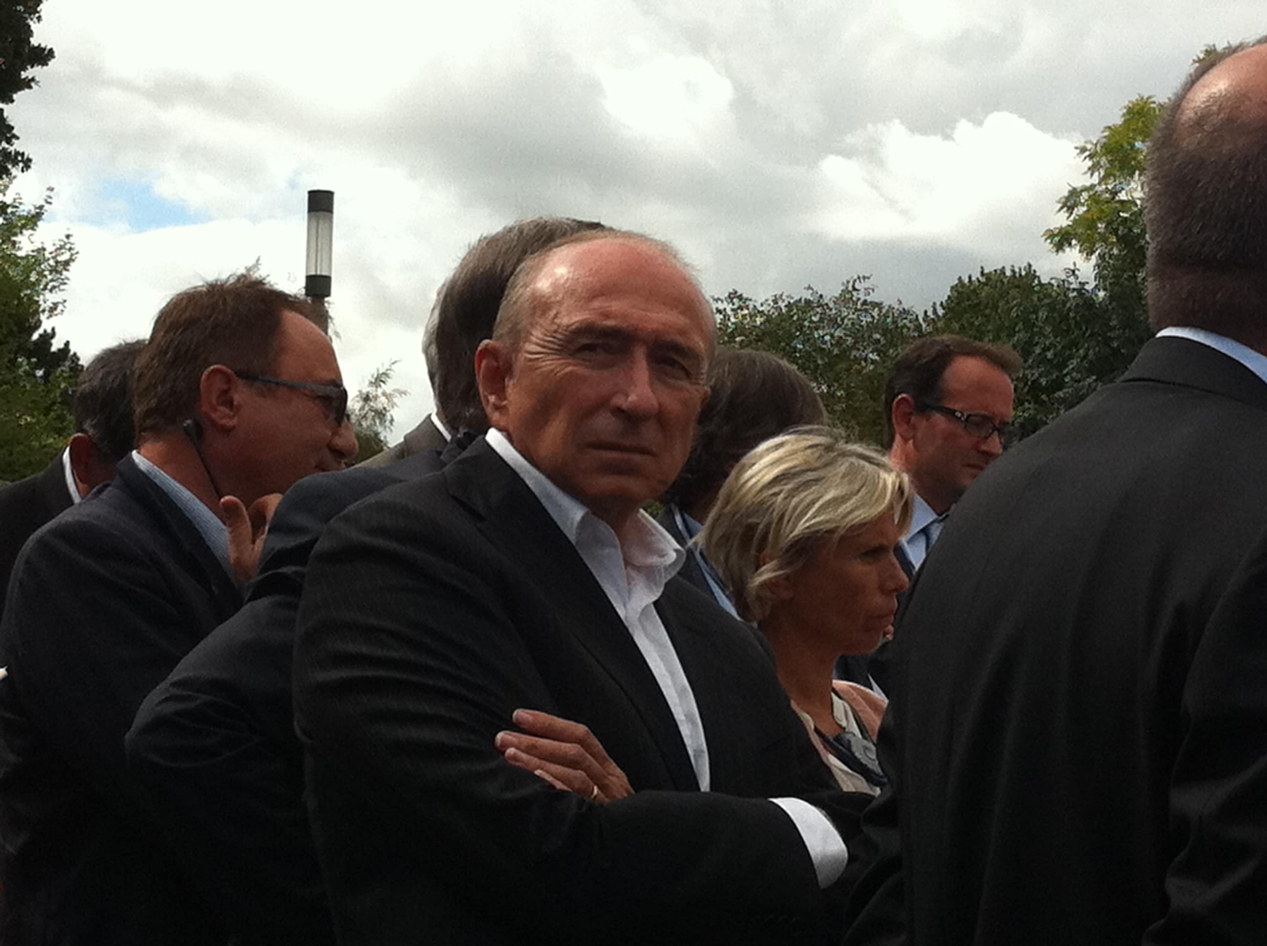 Gérard Collomb, lors de sa traditionnelle visite de chantiers de la rentrée. Août 2014.