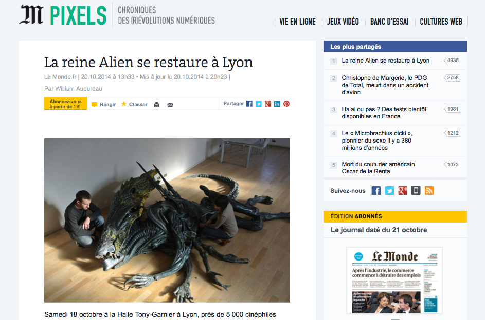 La reine Alien au Musée miniature et cinéma de Lyon.
