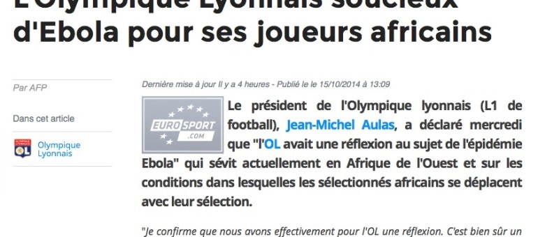 Ebola : l’OL s’inquiète pour ses joueurs africains