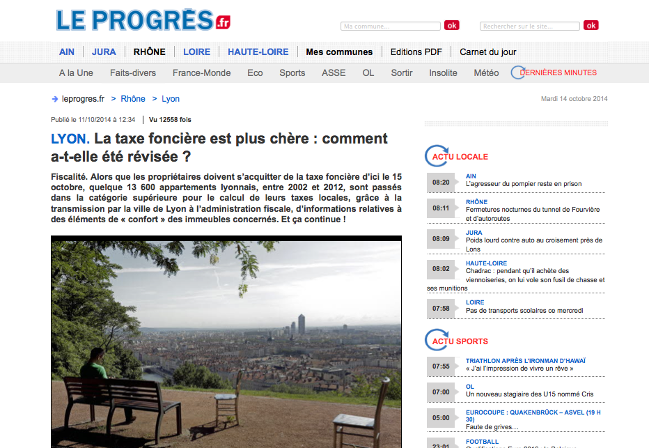 Vigie revalorisation taxe fiscale sur leprogres.fr