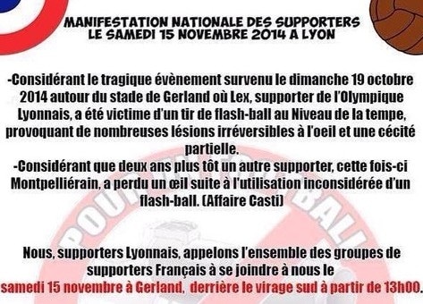 « Pour un football sans flash-ball » : les ultras manifestent à Lyon