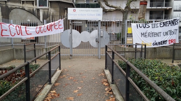 école Gilbert Dru Lyon 7 occuper occupation collectif Jamais sans toit